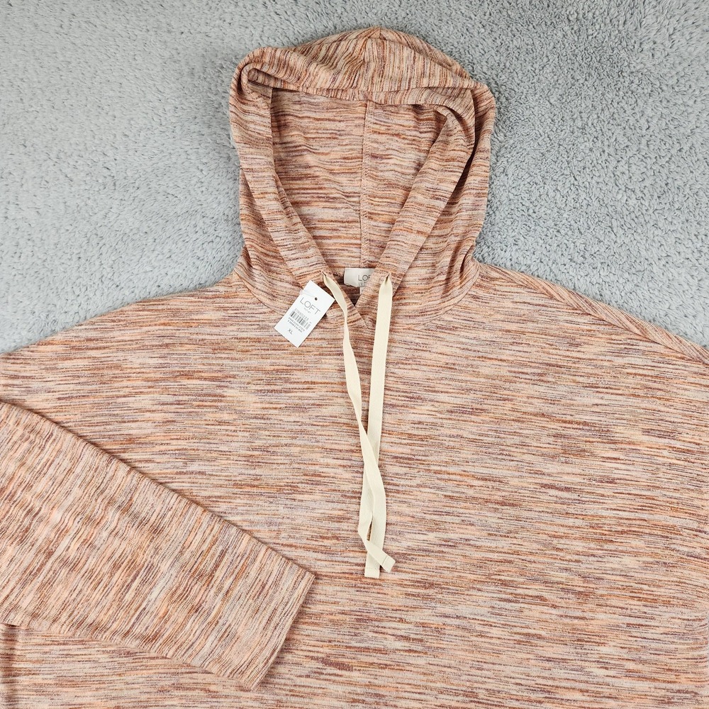 LOFT Outlet Hoodie Womens XL Multicolor Heather Space Dye Knit Pullover NEW